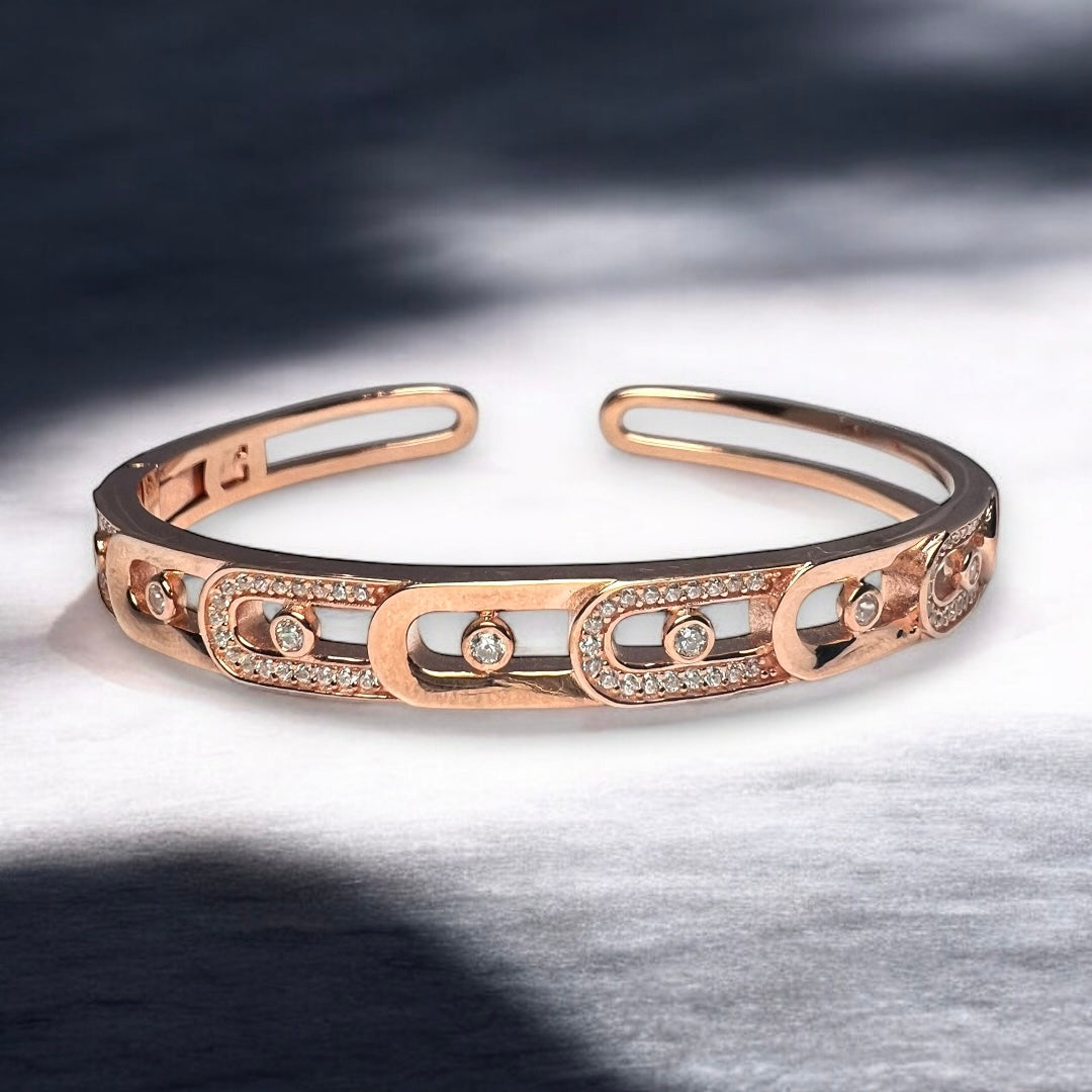 Liora Rose Cuff – Rose Gold with Diamond Pave Accents