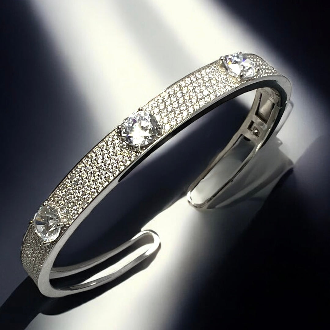 Azzyra Solitaire Cuff- Sterling Elegance for Her