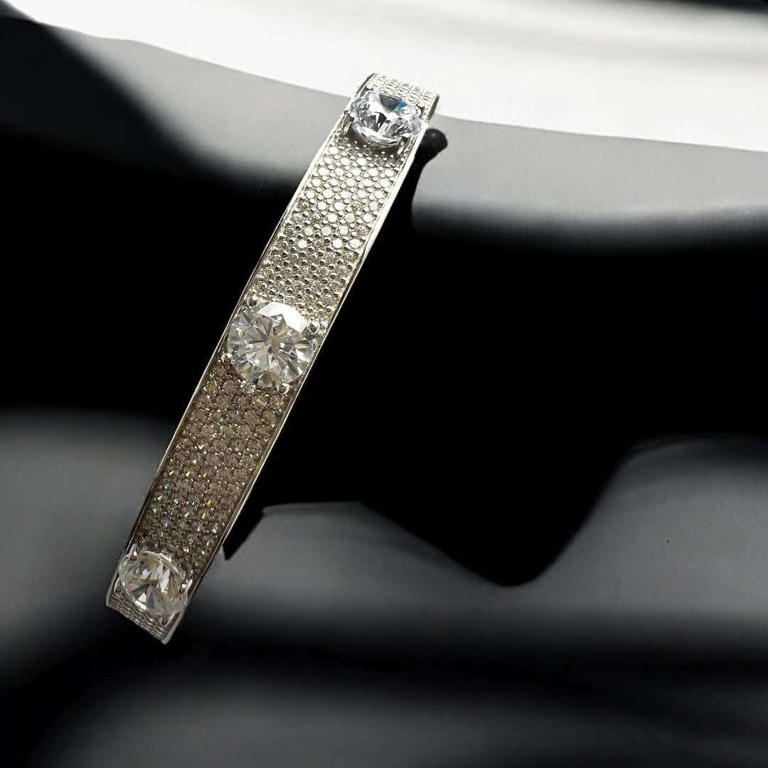Azzyra Solitaire Cuff- Sterling Elegance for Her