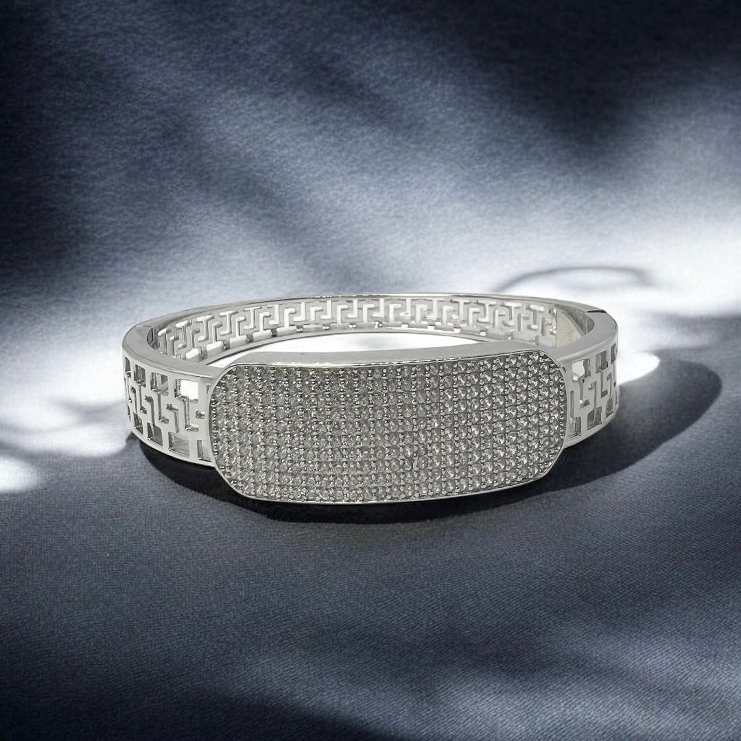Aurum Grid Kada - Gents Silver Brilliance