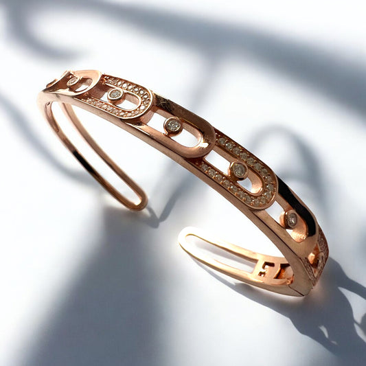 Liora Rose Cuff – Rose Gold with Diamond Pave Accents