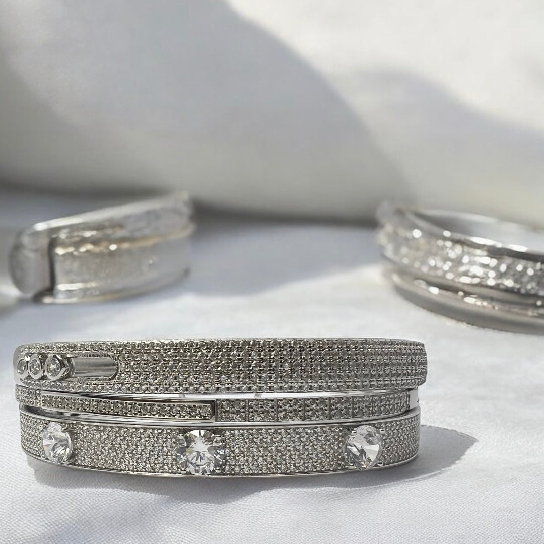 Azzyra Solitaire Cuff- Sterling Elegance for Her