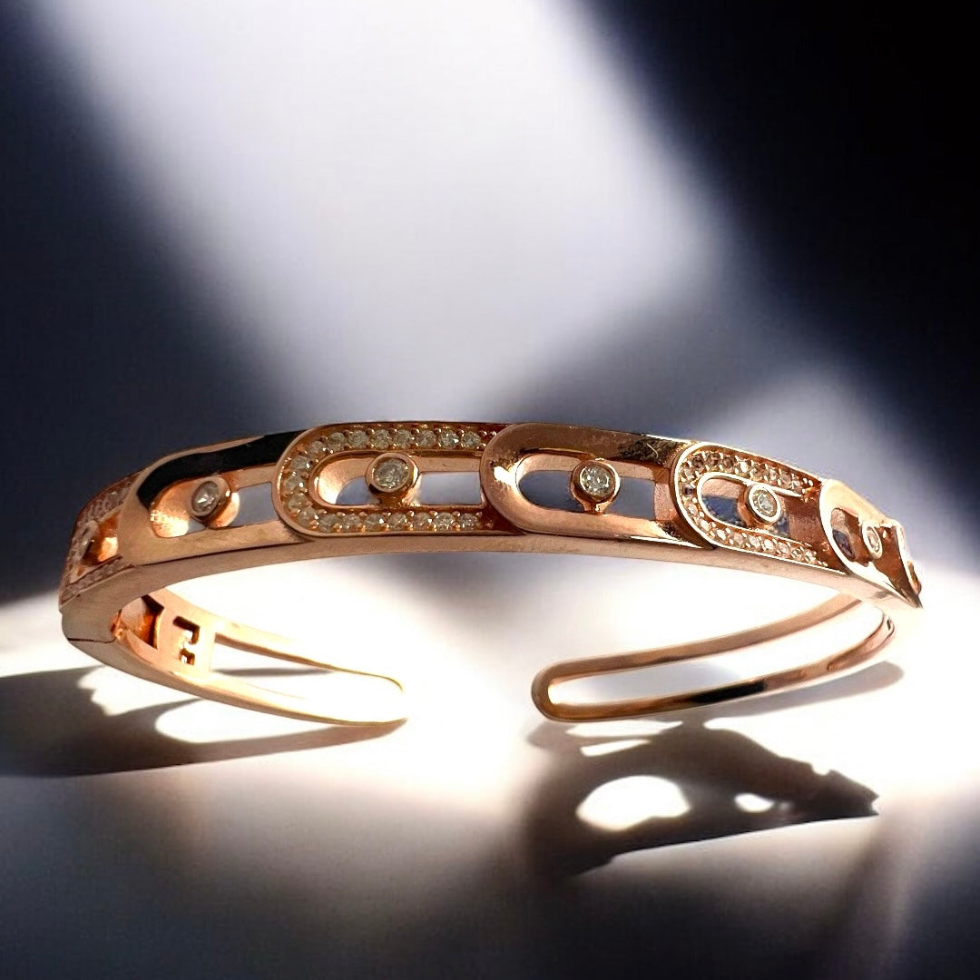 Liora Rose Cuff – Rose Gold with Diamond Pave Accents