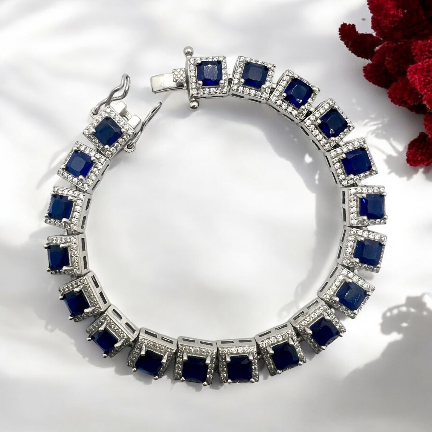 Raihna Sapphire Bracelet – Elegance Encased in Silver