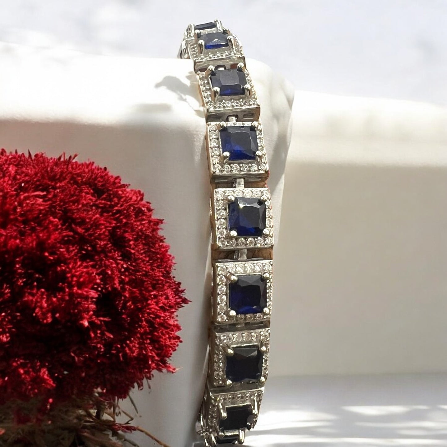 Raihna Sapphire Bracelet – Elegance Encased in Silver