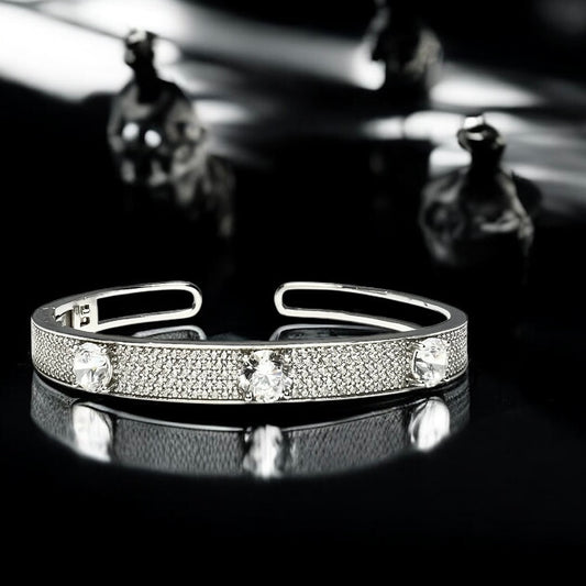 Azzyra Solitaire Cuff- Sterling Elegance for Her