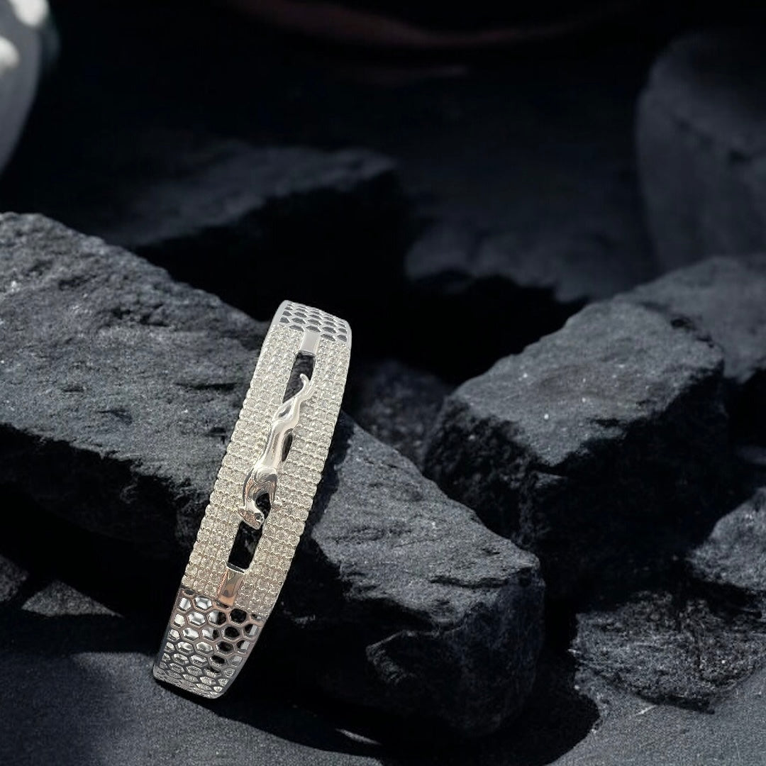 Aeris Panther Kada - Gents Sterling Silver Power Cuff